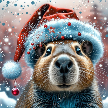 Capybara Striker mit Weihnachtsmütze