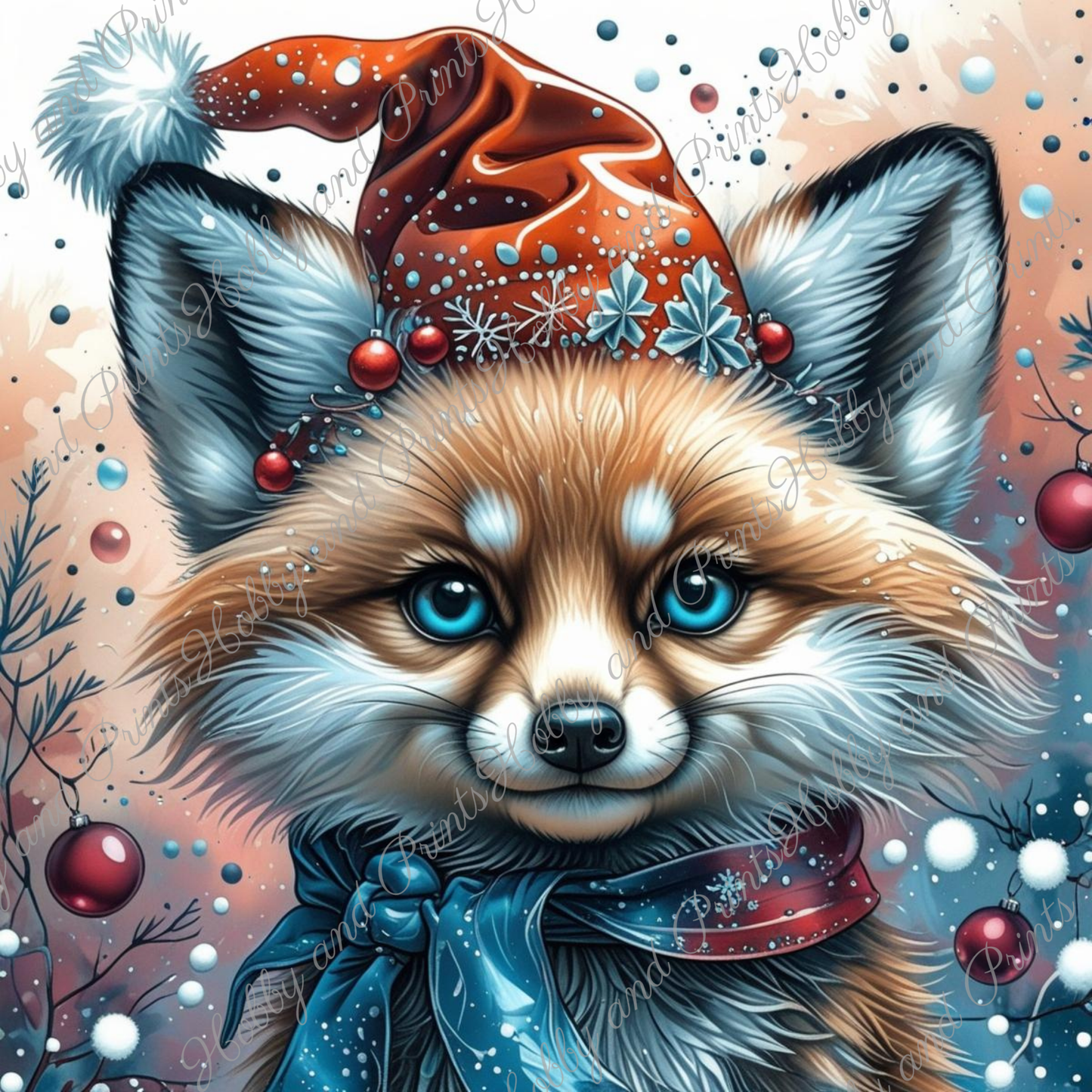 Fuchs Robbin mit Weihnachtsmütze