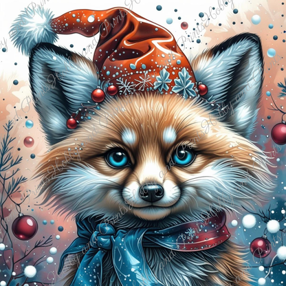 Fuchs Robbin mit Weihnachtsmütze