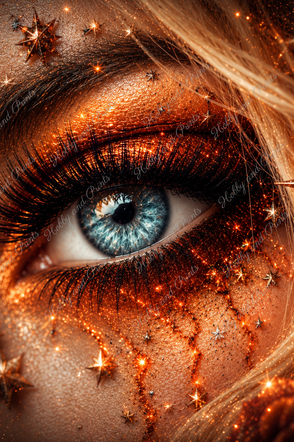 Gothic Auge mit orangenen Make-up & Rosen