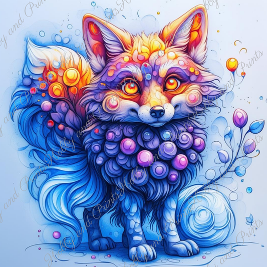 Bunter kleiner Fuchs in gelb blau