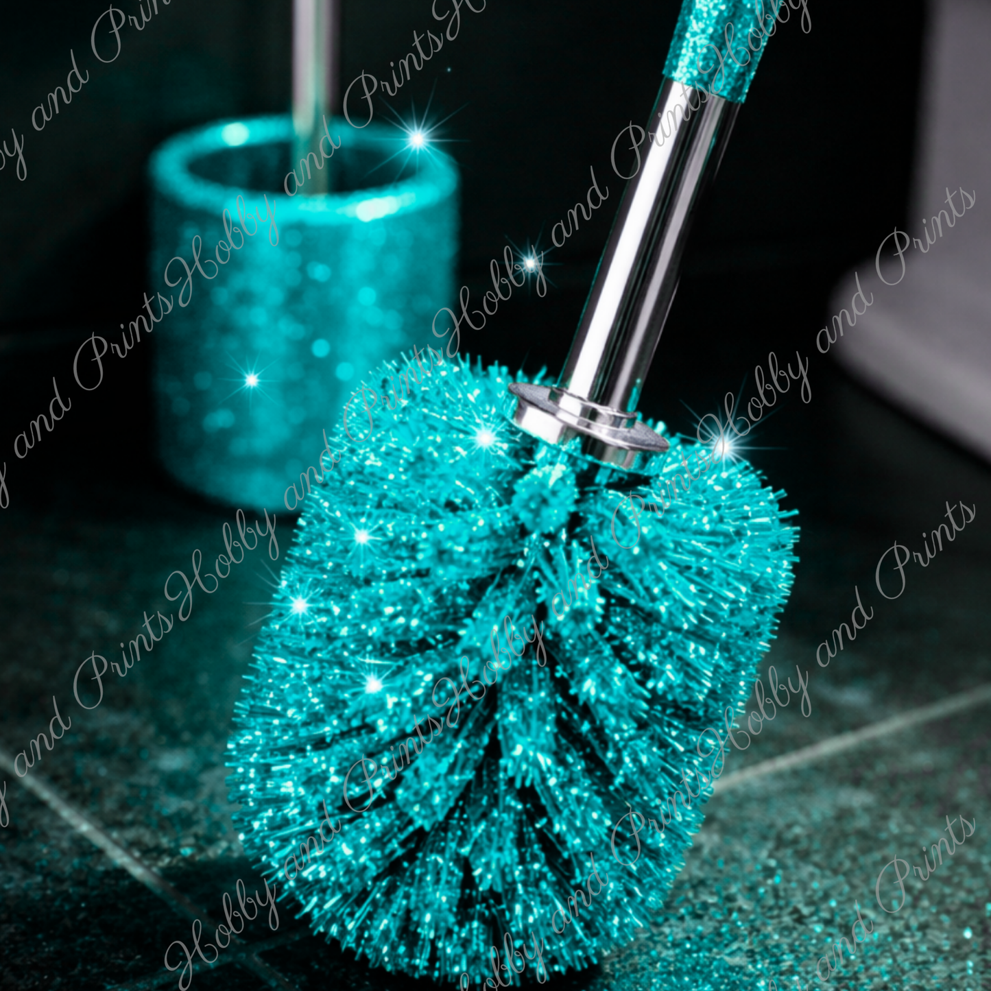 WC Bürste türkis Glitzer Klobürste