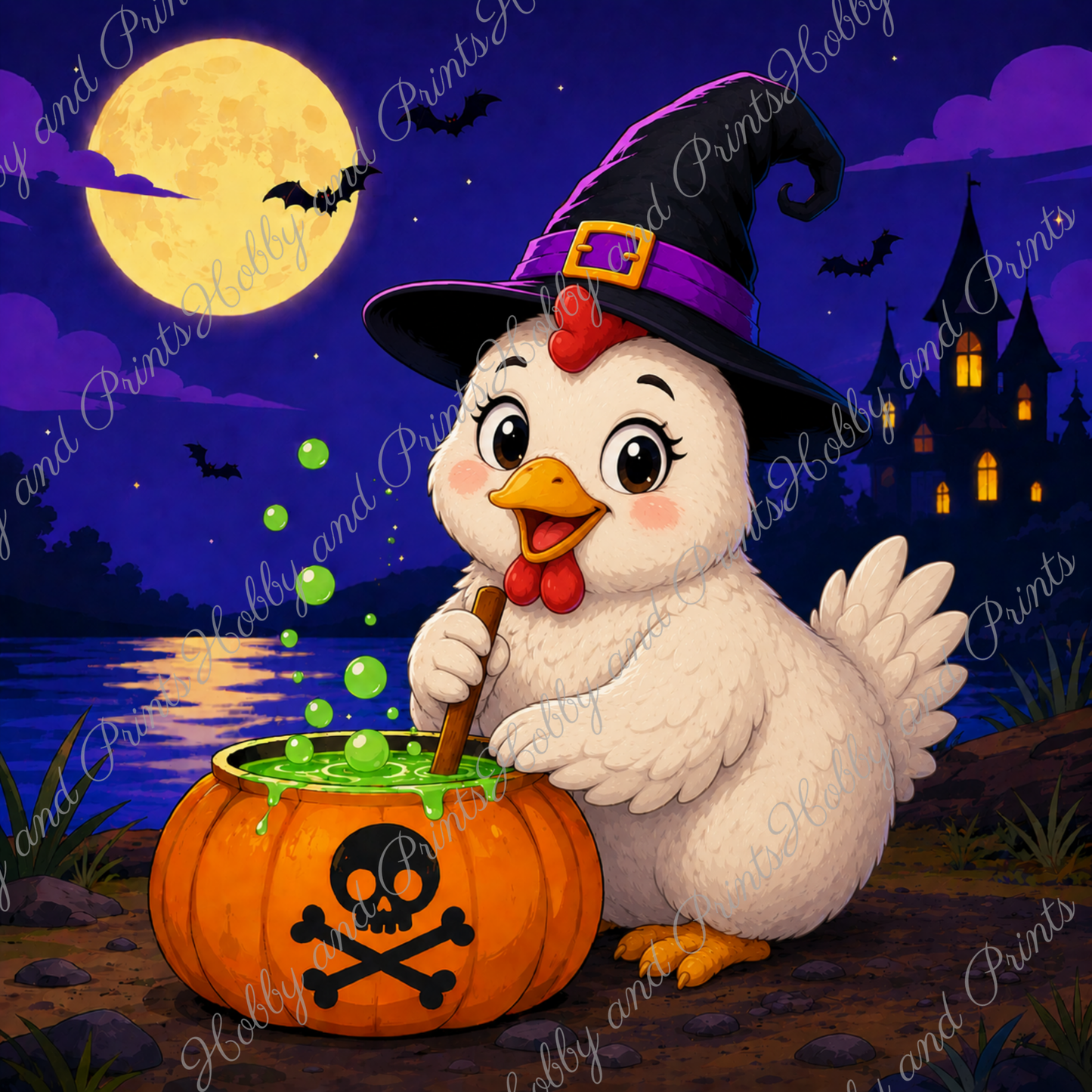 Halloween Henne mit Hexenhut