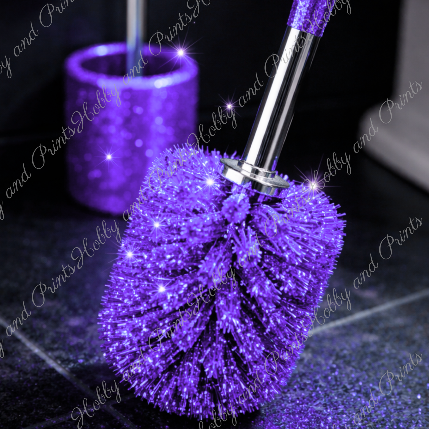 WC Bürste Violett Glitzer Klobürste