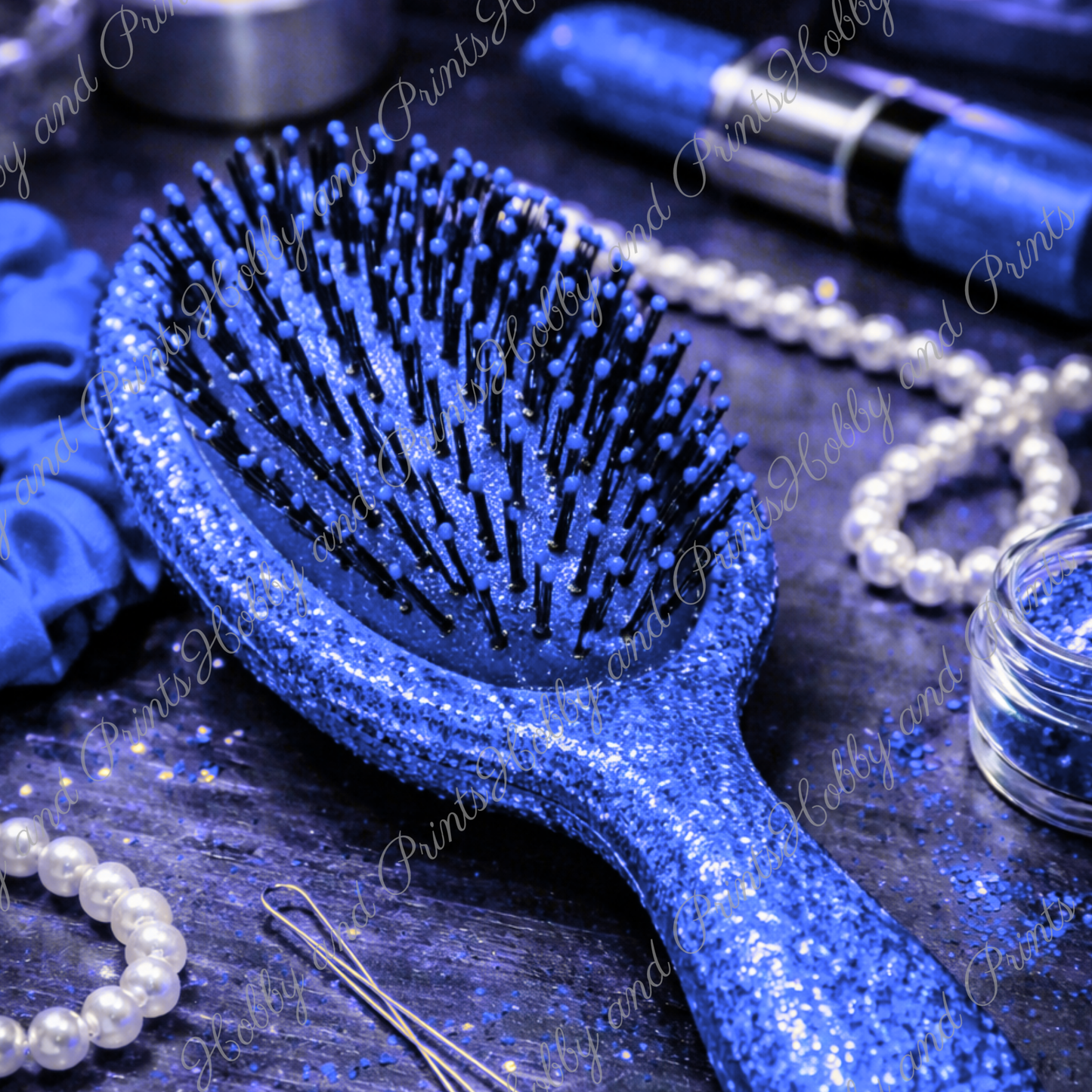 Blaue Glitzer Haarbürste – Luxus Beauty Glamour