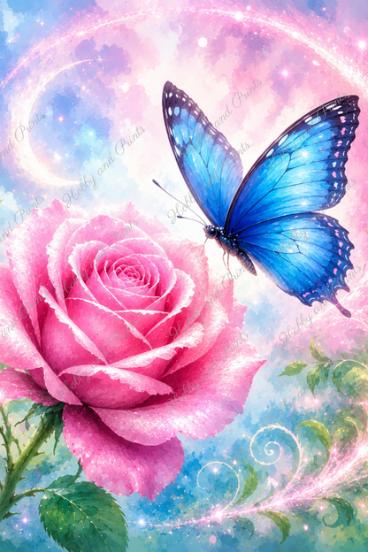 Blauer Schmetterling im mystischen Licht