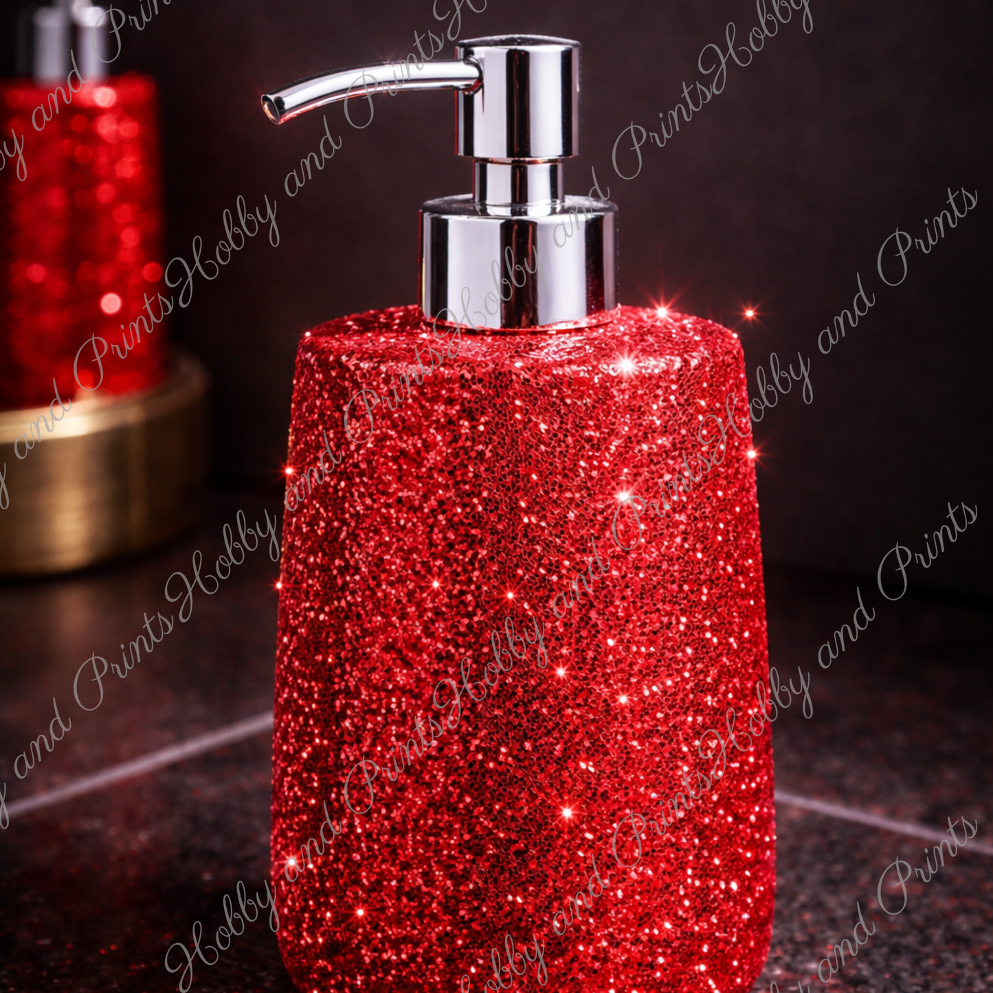 Glitzer Seifenspender Rot – Luxus Badezimmer Deko