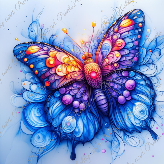 Bunter Schmetterling in gelb blau