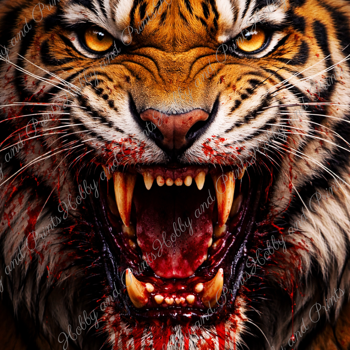 Wilder Tiger mit blutiger Schnauze