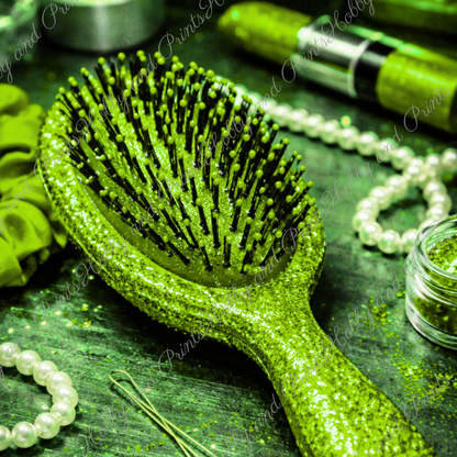 Grüne Glitzer Haarbürste – Luxus Beauty Glamour