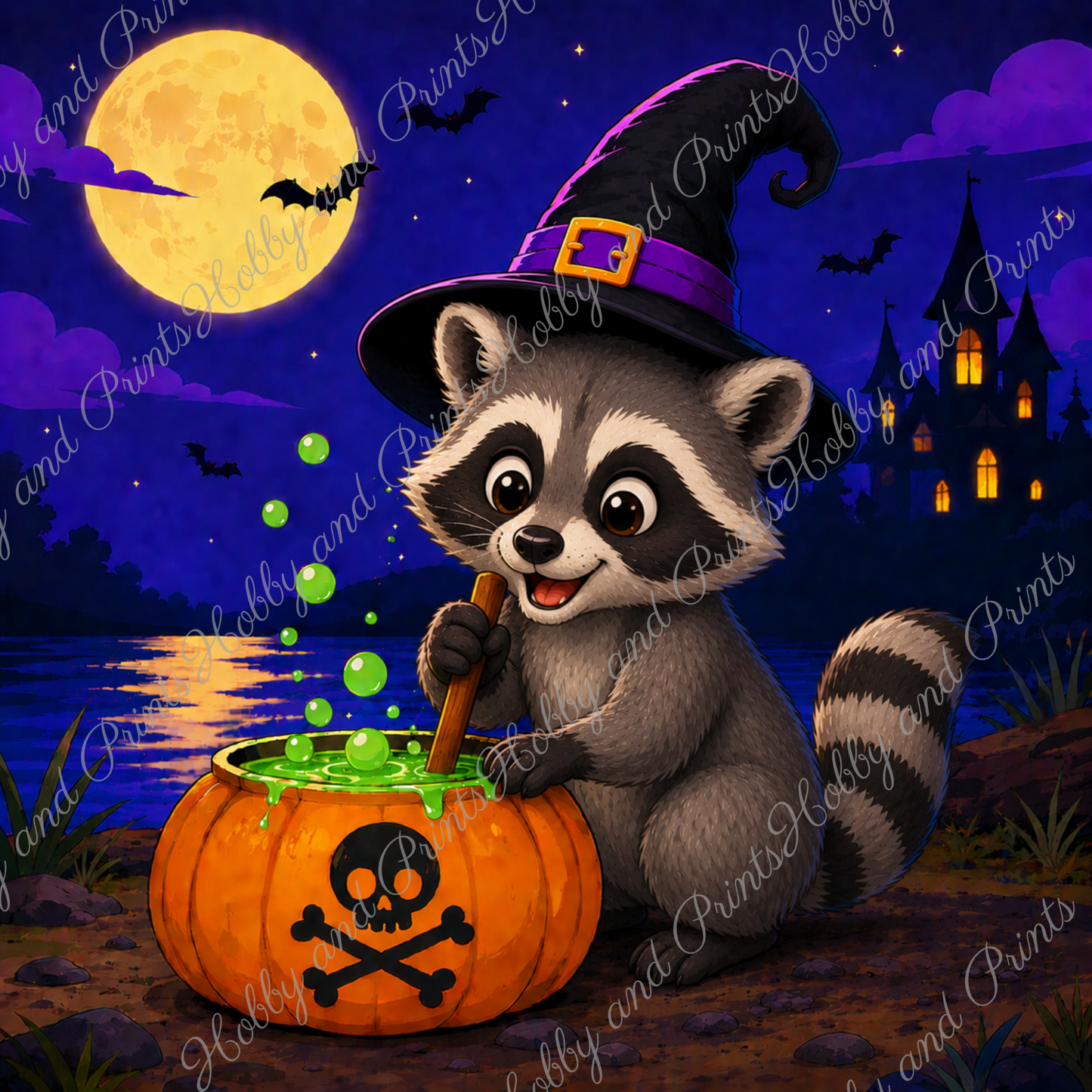 Halloween Wolf mit Hexenhut