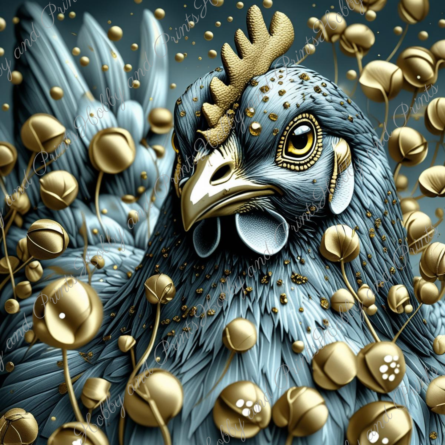 Majestätische Henne Eva mit goldenen Akzenten