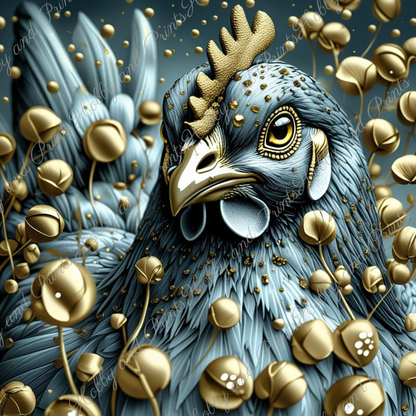 Majestätische Henne Eva mit goldenen Akzenten