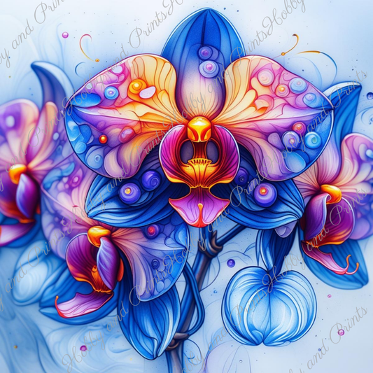 Bunte Orchidee in gelb blau