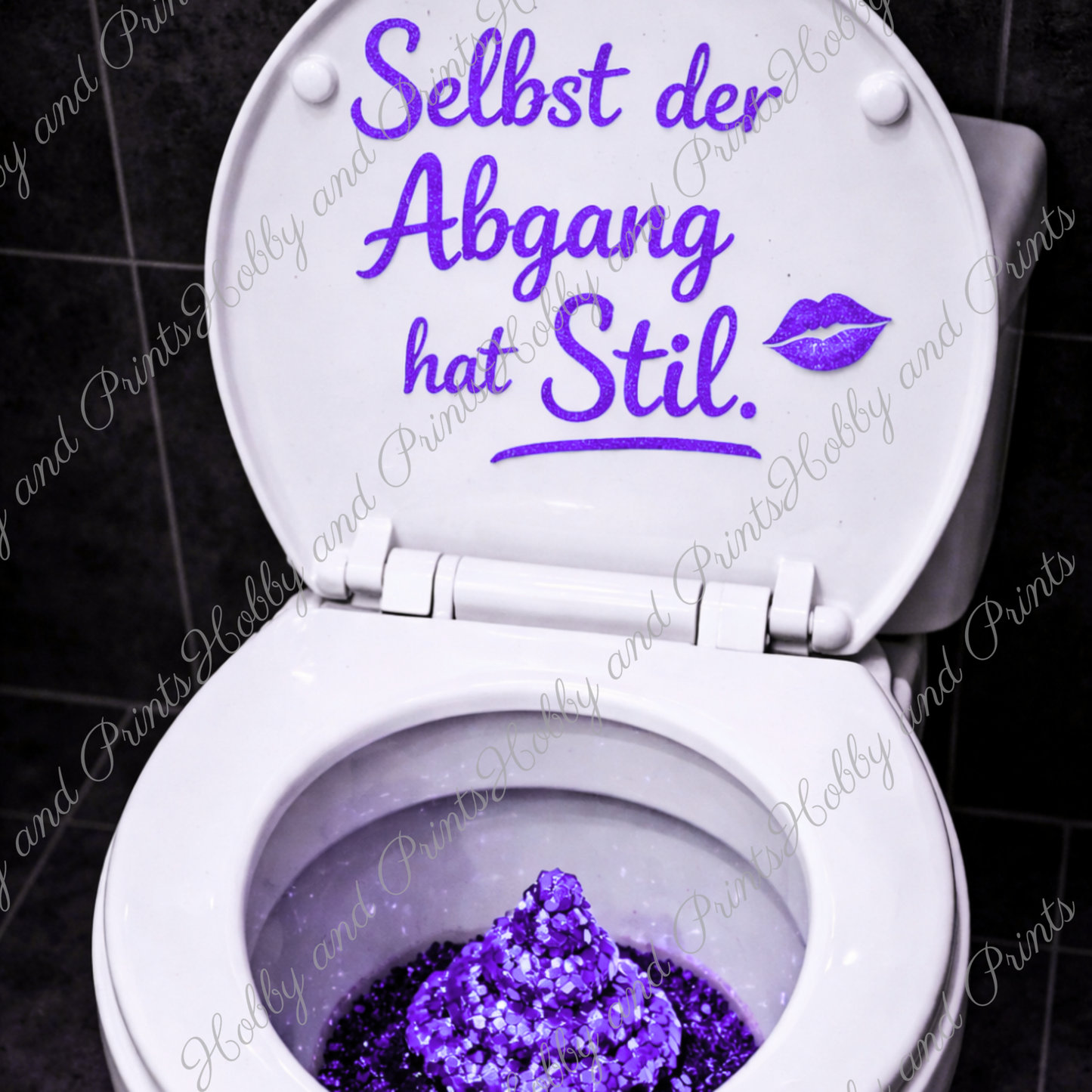 WC Toilette Violett Abgang mit Stil