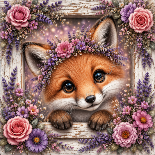 Fuchs mit Blumenkranz
