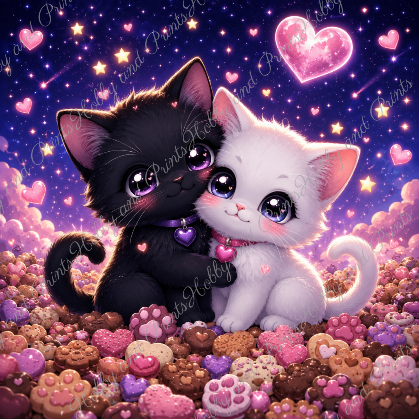 Schwarze & Weiße Katzen mit Herzen