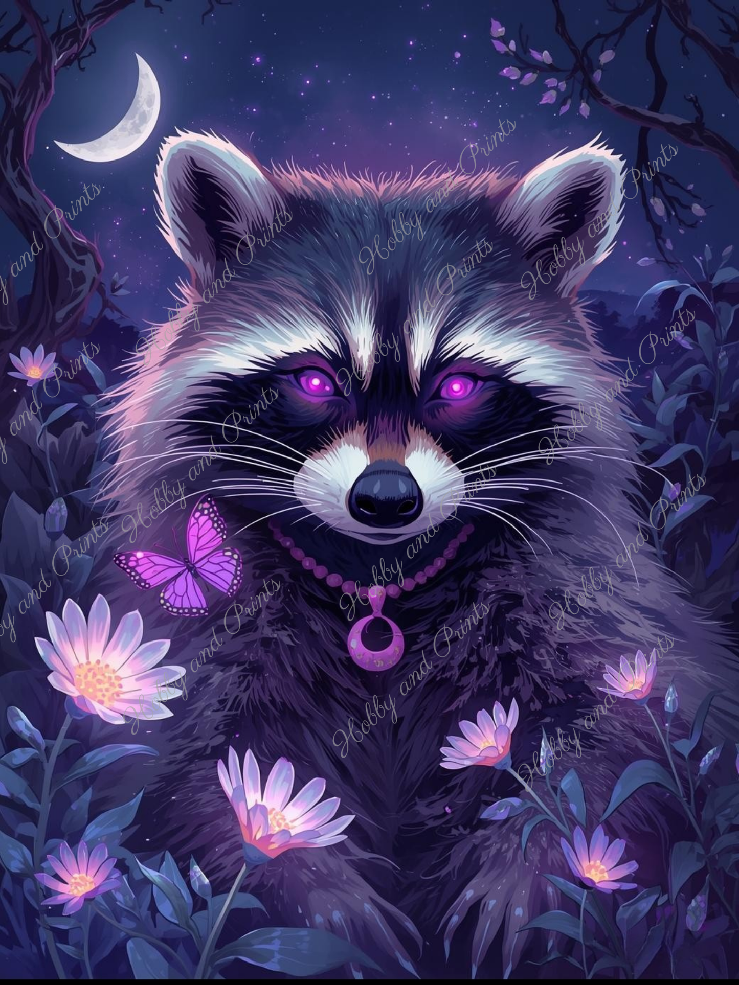 niedlicher Waschbär bei Nacht