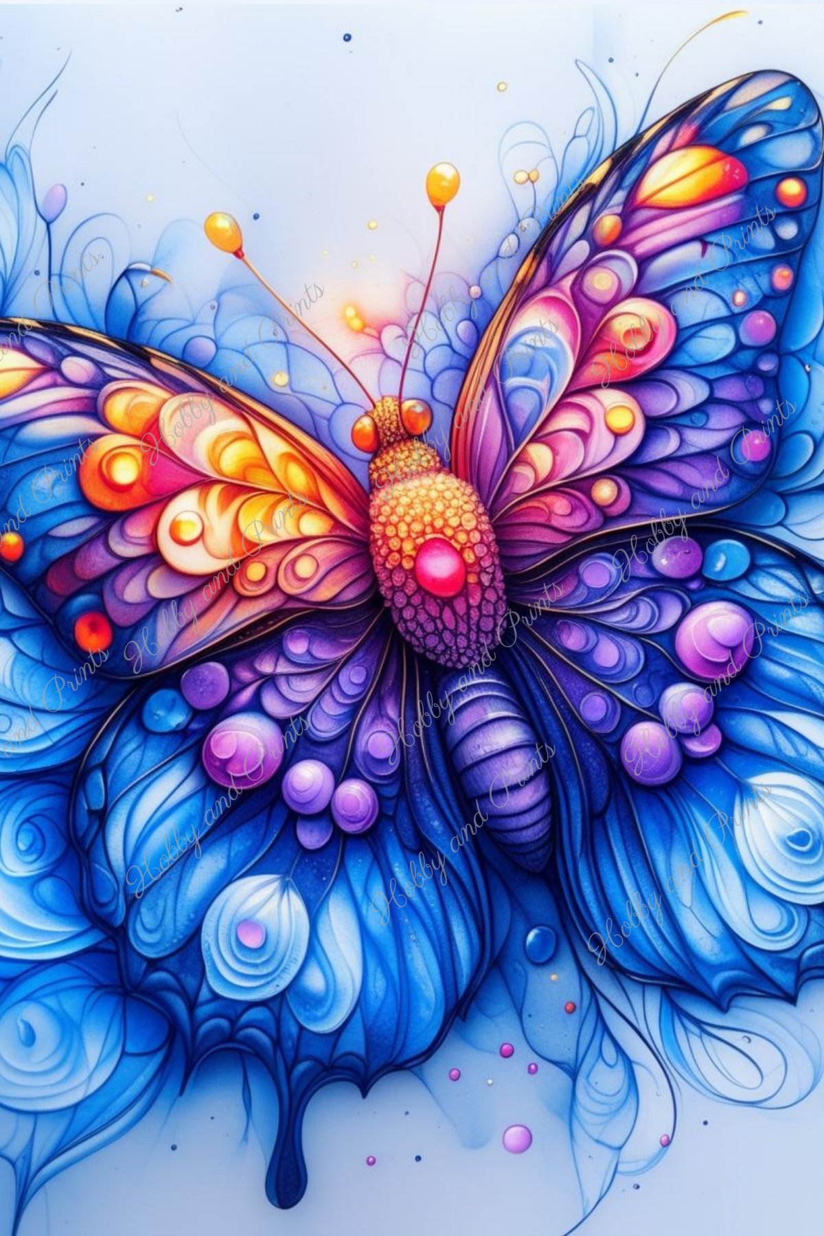 Bunter Schmetterling in gelb blau
