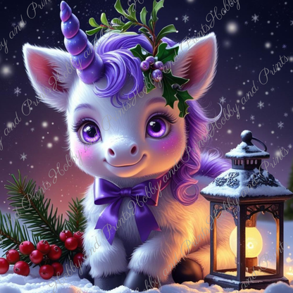 süßes Einhorn im Winter 40*40cm