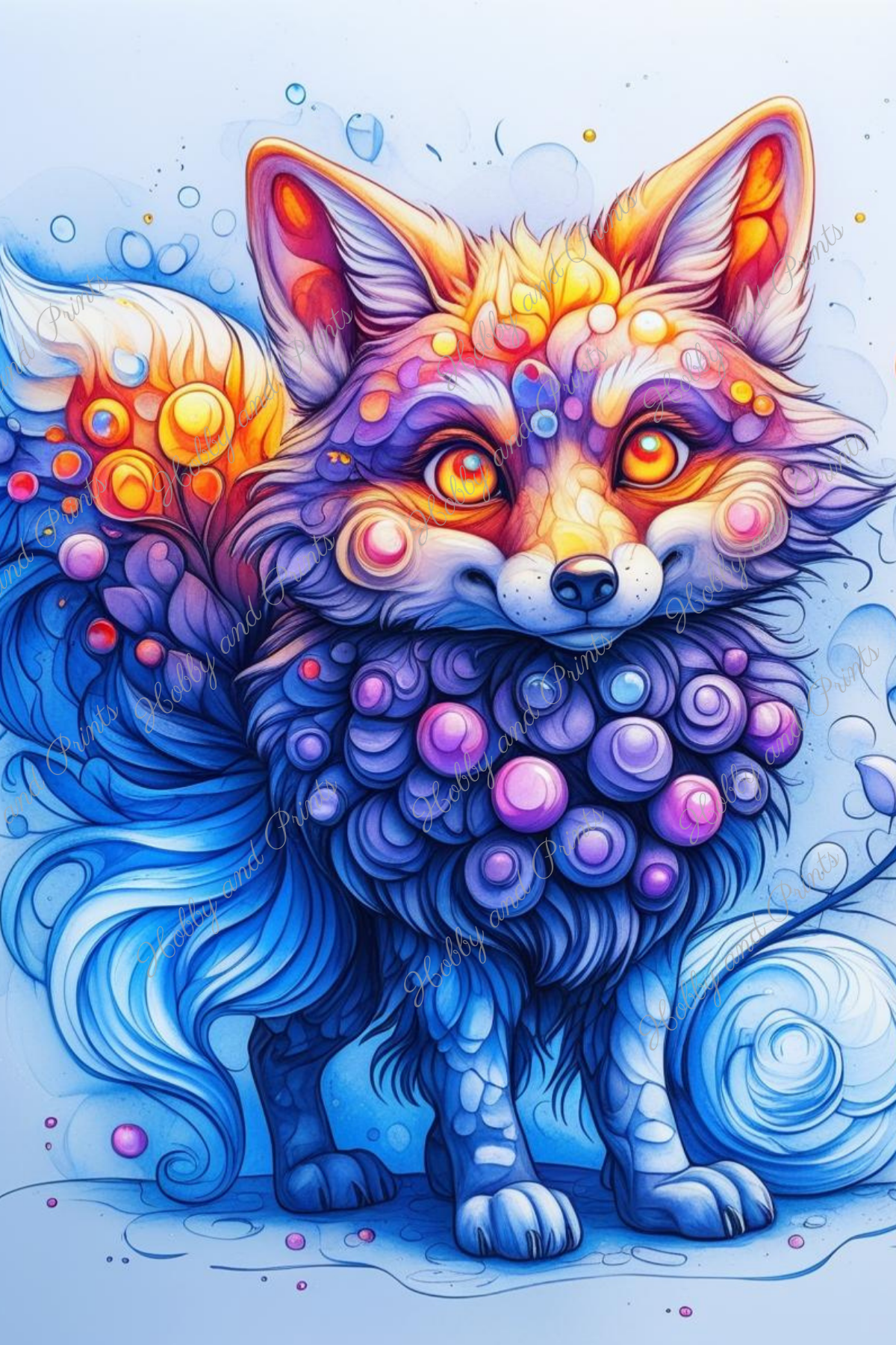 Bunter kleiner Fuchs in gelb blau