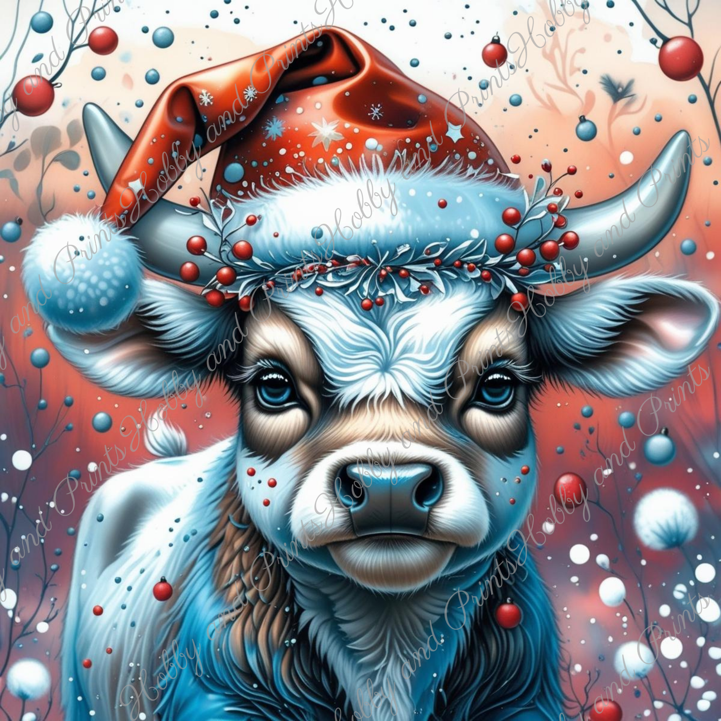 Kuh Peter mit Weihnachtsmütze