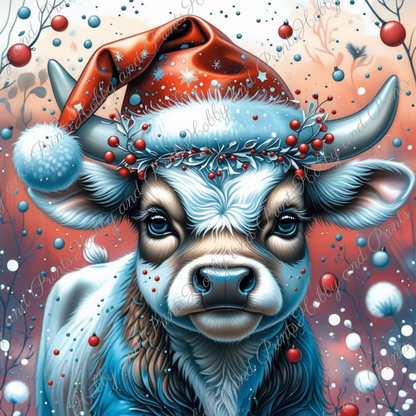 Kuh Peter mit Weihnachtsmütze