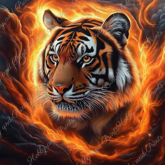 Tiger im Flammenwirbel