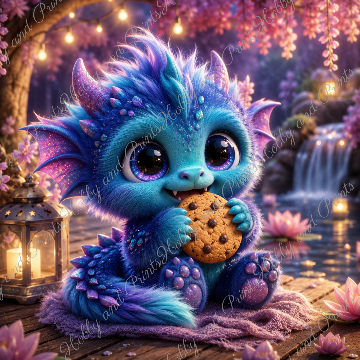 Süßer Fantasy Drache mit Cookie
