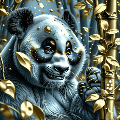 Majestätischer Pandabär Guido mit goldenen Akzenten