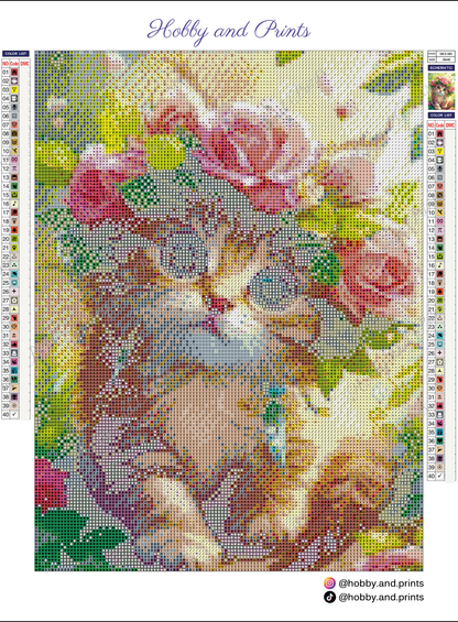 Voll Kristall - süße Katze mit Rosenkranz