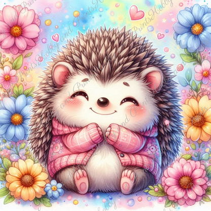 Süßer Cartoon Igel im rosa Pullover