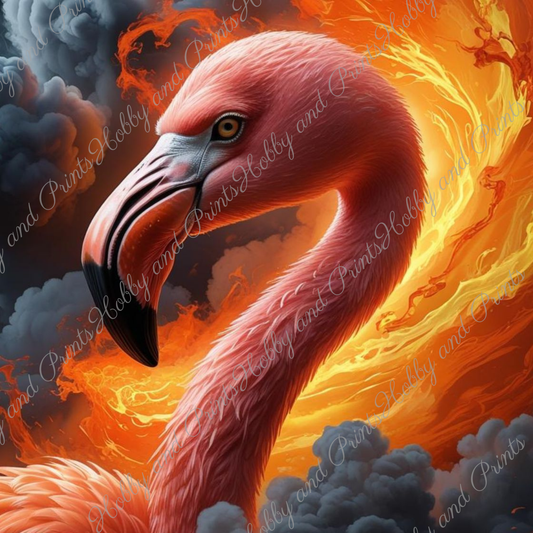 Flamingo im Flammenwirbel