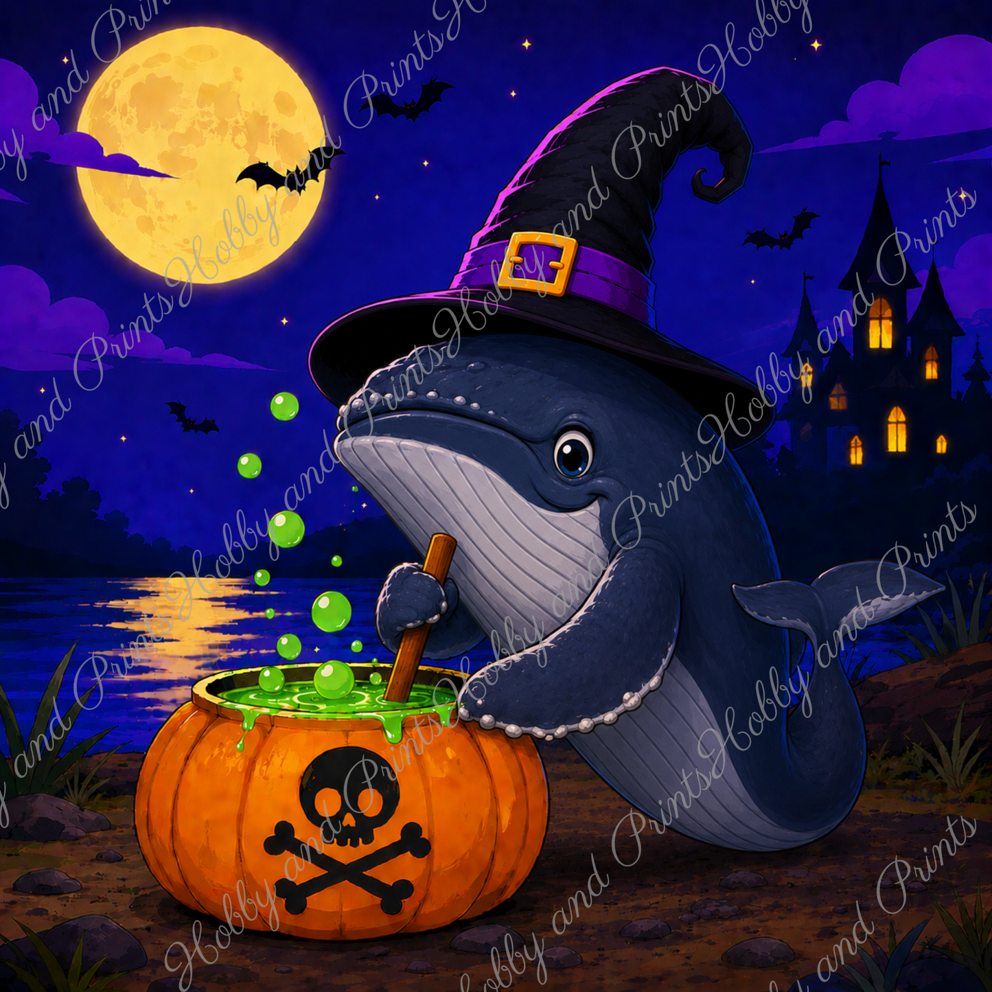 Halloween Buckelwal mit Hexenhut
