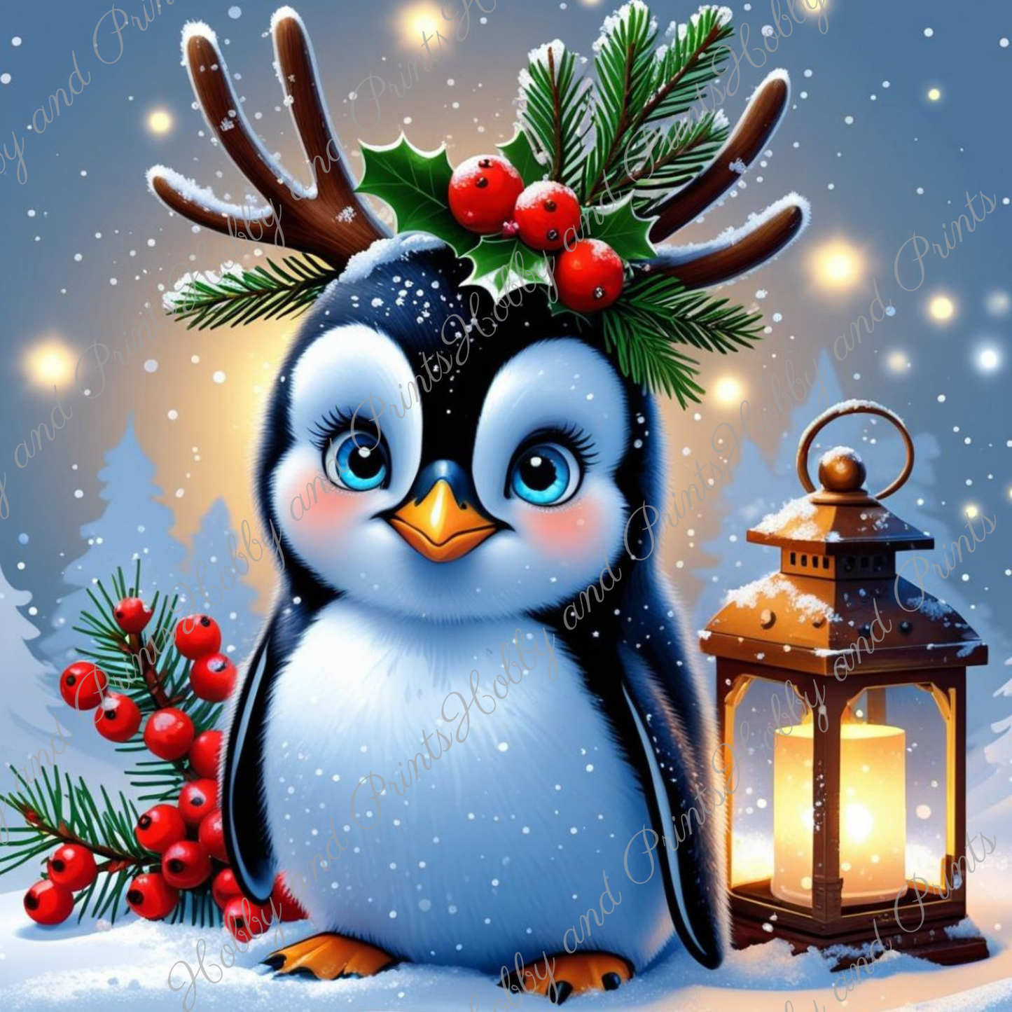 kleiner Pinguin im Schnee 40*40cm