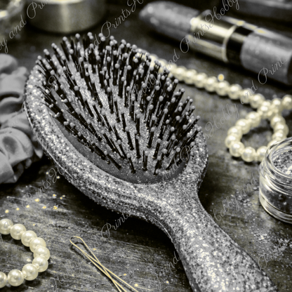 Silberne Glitzer Haarbürste – Luxus Beauty Glamour