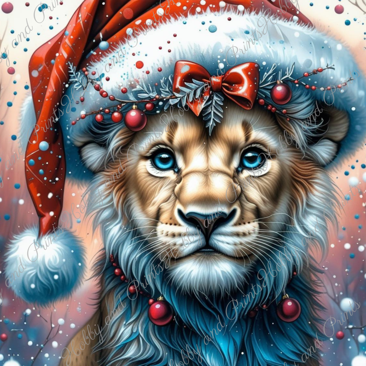 Löwe Christian mit Weihnachtsmütze