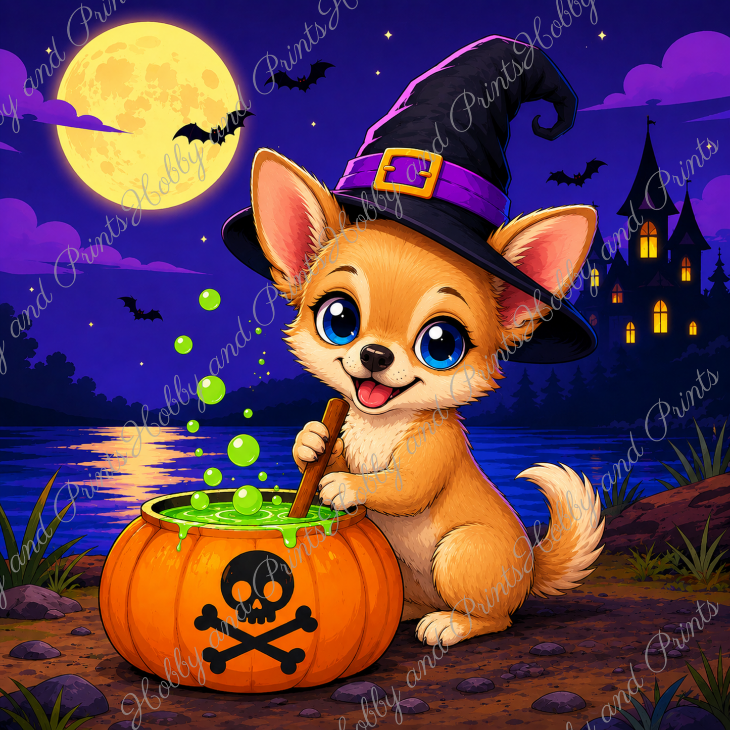 Halloween Hund Chihuaha mit Hexenhut