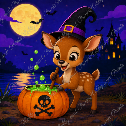 Halloween Rehkids mit Hexenhut