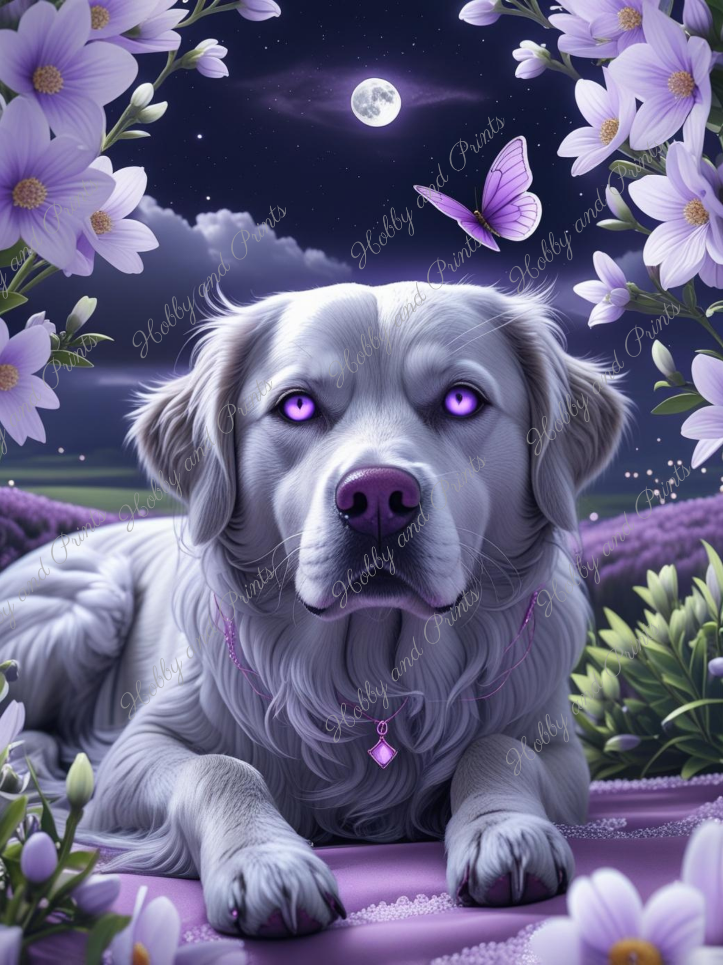 magischer Golden Retriever bei Nacht