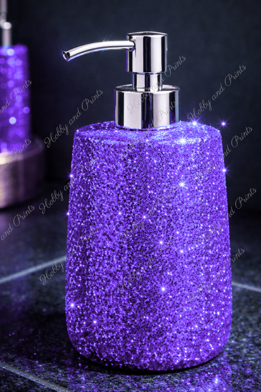 Glitzer Seifenspender Violett – Luxus Badezimmer Deko