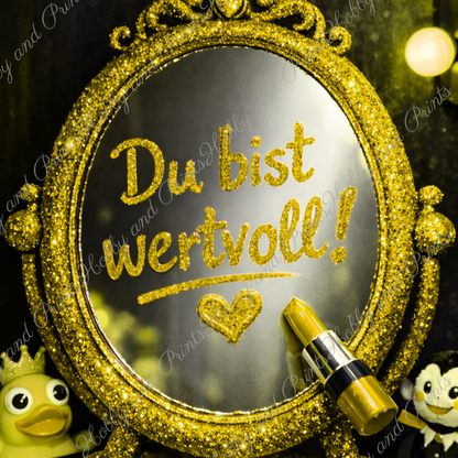 „Du bist wertvoll“ Spiegel – Gold Glamour Statement