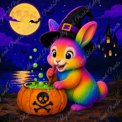 Halloween Hase mit Hexenhut