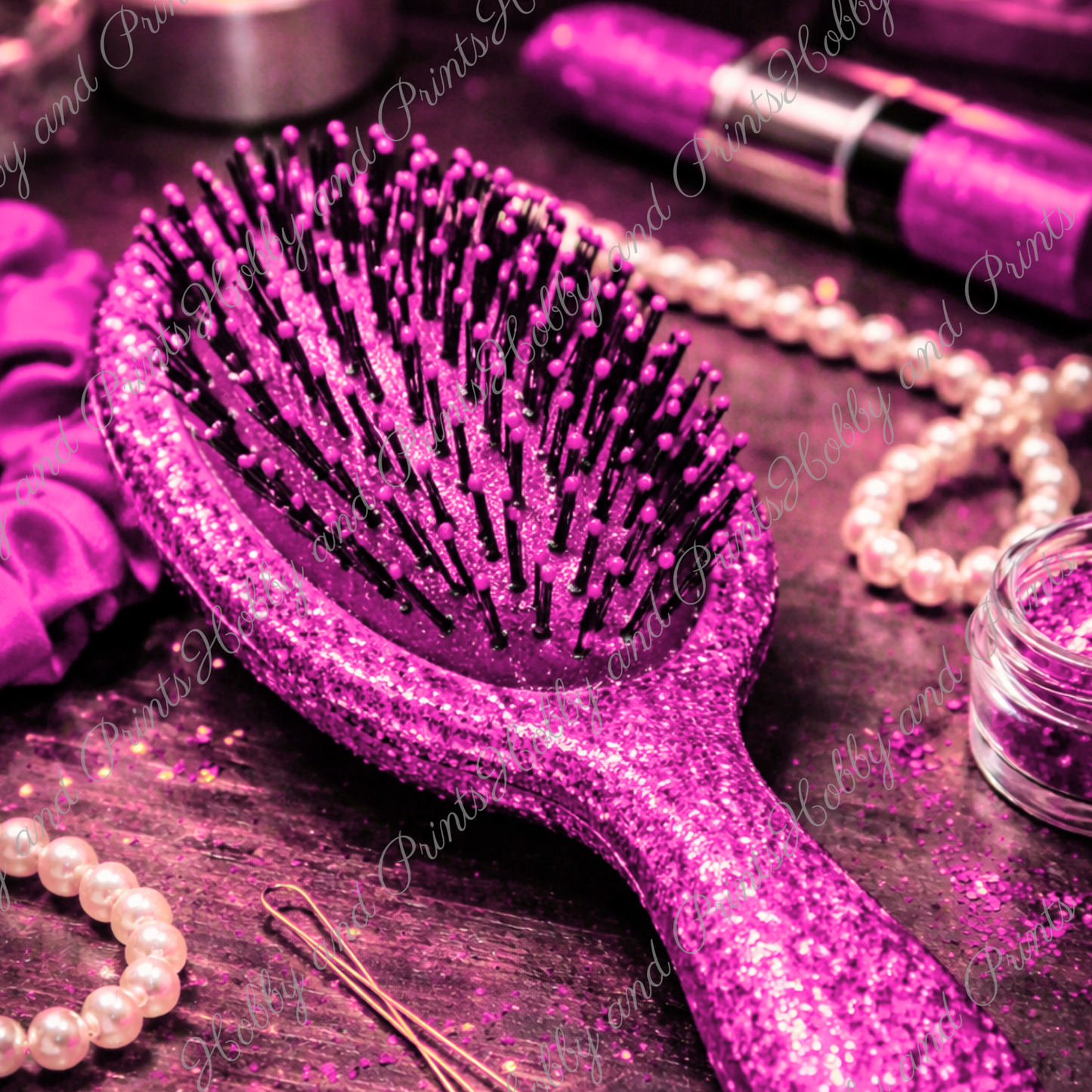 Pinke Glitzer Haarbürste – Luxus Beauty Glamour