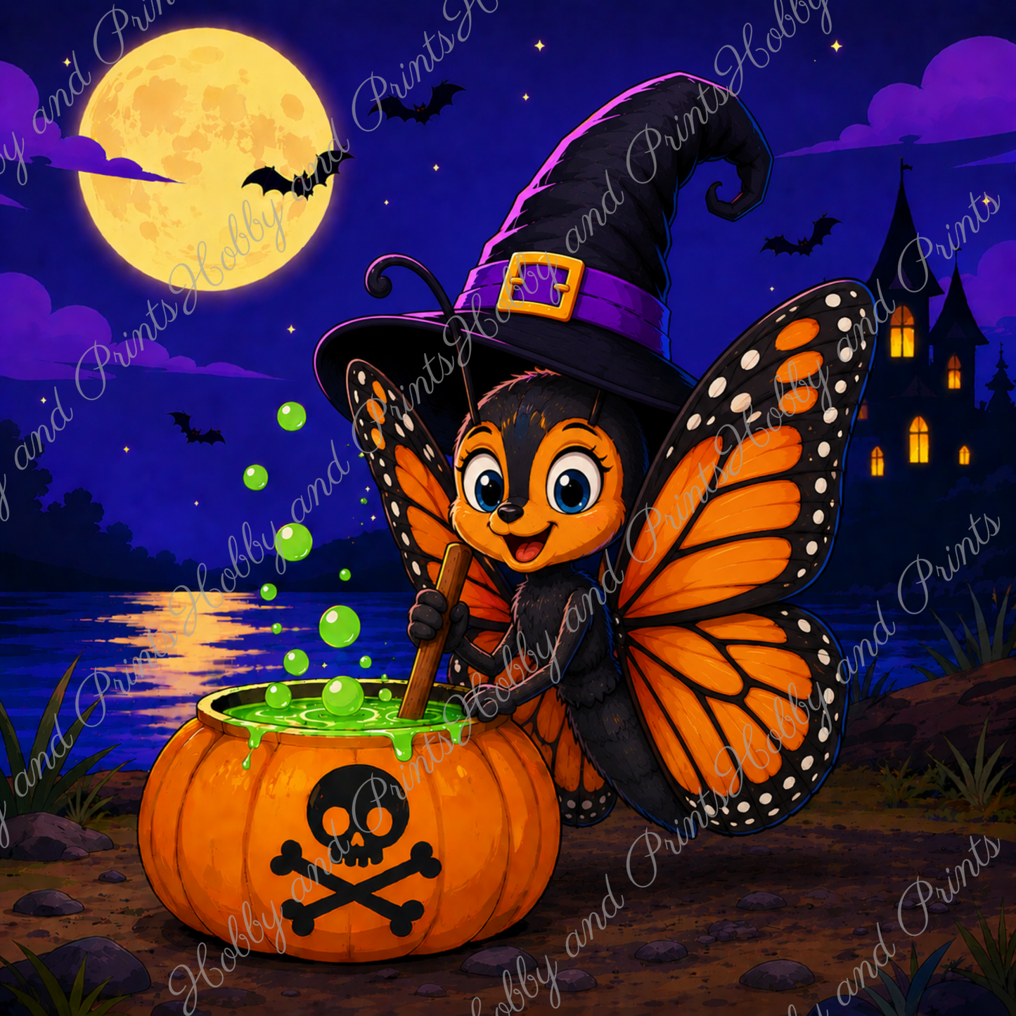 Halloween Schmetterling mit Hexenhut
