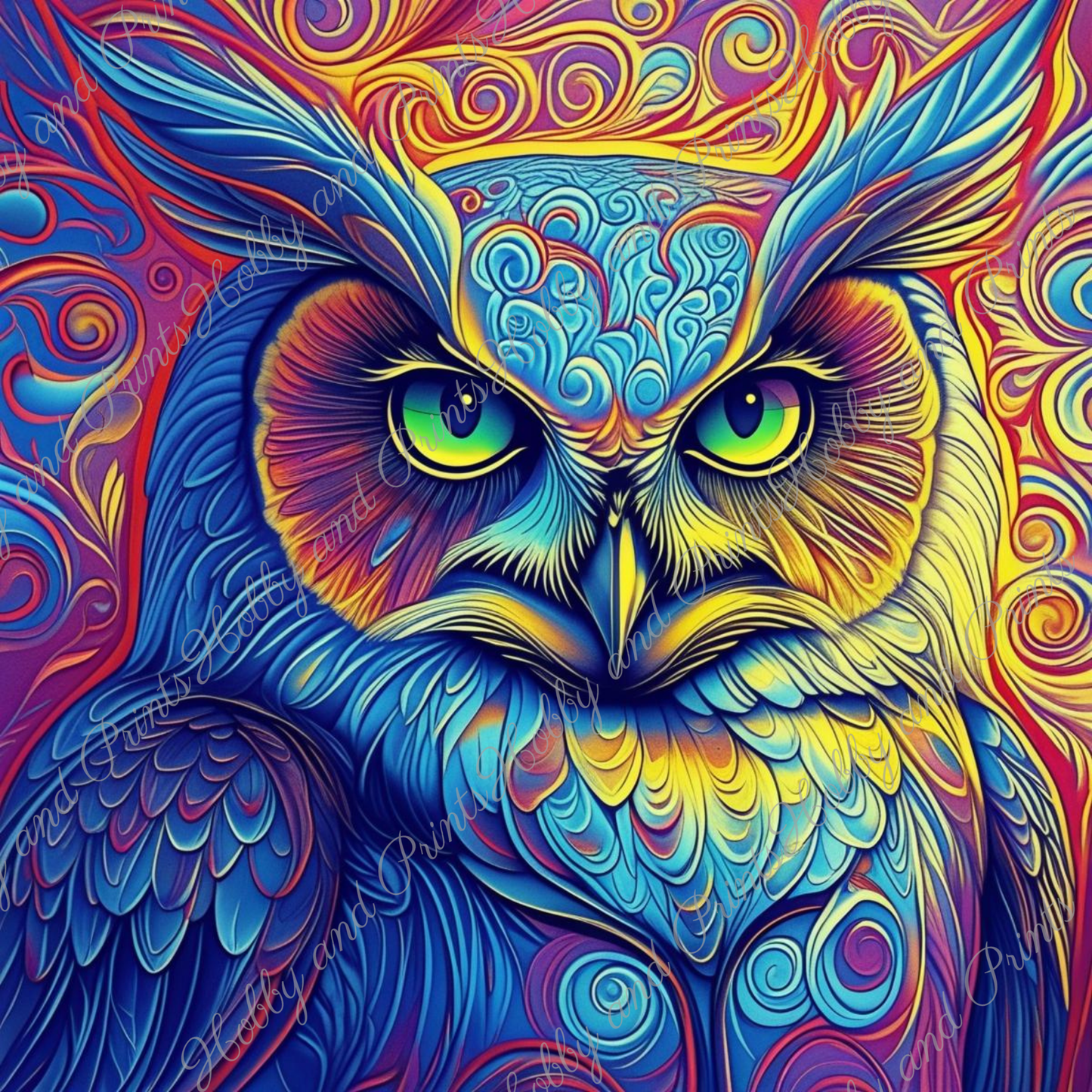 Psychedelische Eule Hedwig