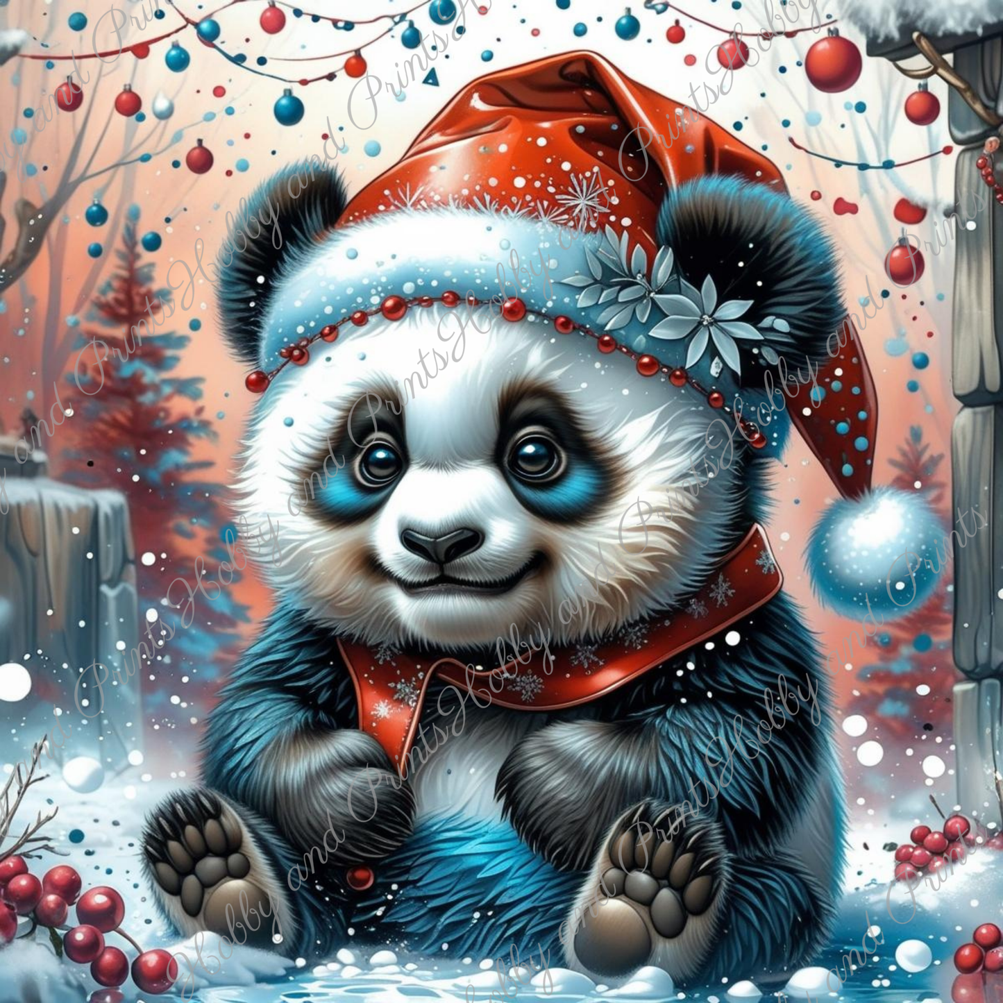 Pandabär Will mit Weihnachtsmütze