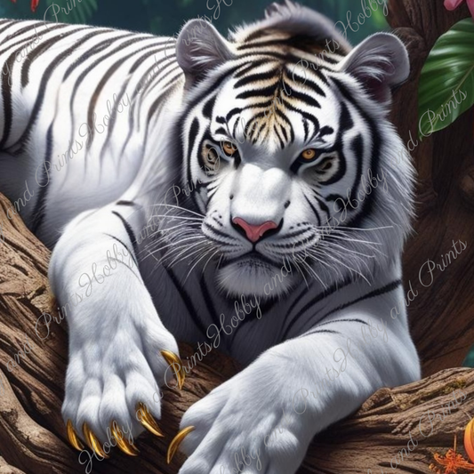 Weißer Tiger mit goldenen Krallen