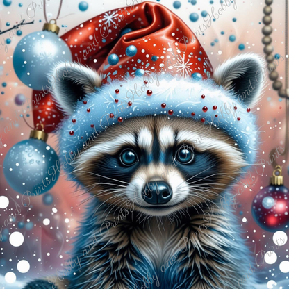 Waschbär Gabi mit Weihnachtsmütze