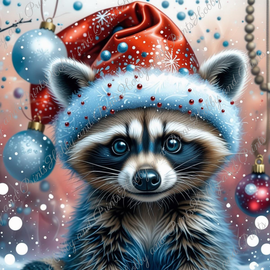Waschbär Gabi mit Weihnachtsmütze